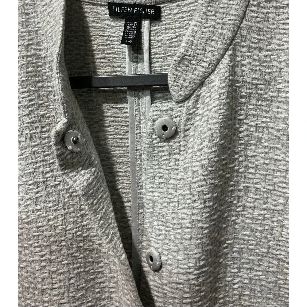 Eileen Fisher Pearl Textural Cotton Tencel Stretch Stand Collar Jacket‎ L
